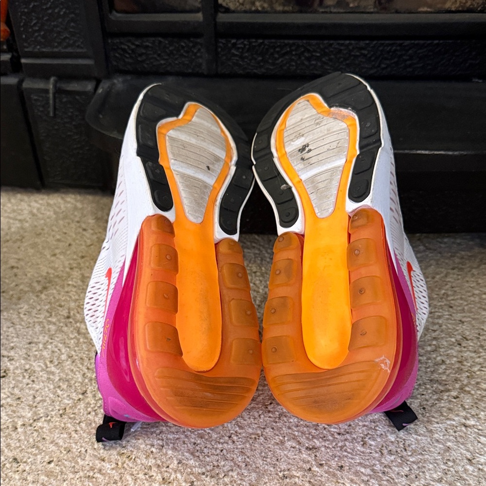 Nike Air Max 270 White Pink Orange Sneakers - Picture 4 of 6